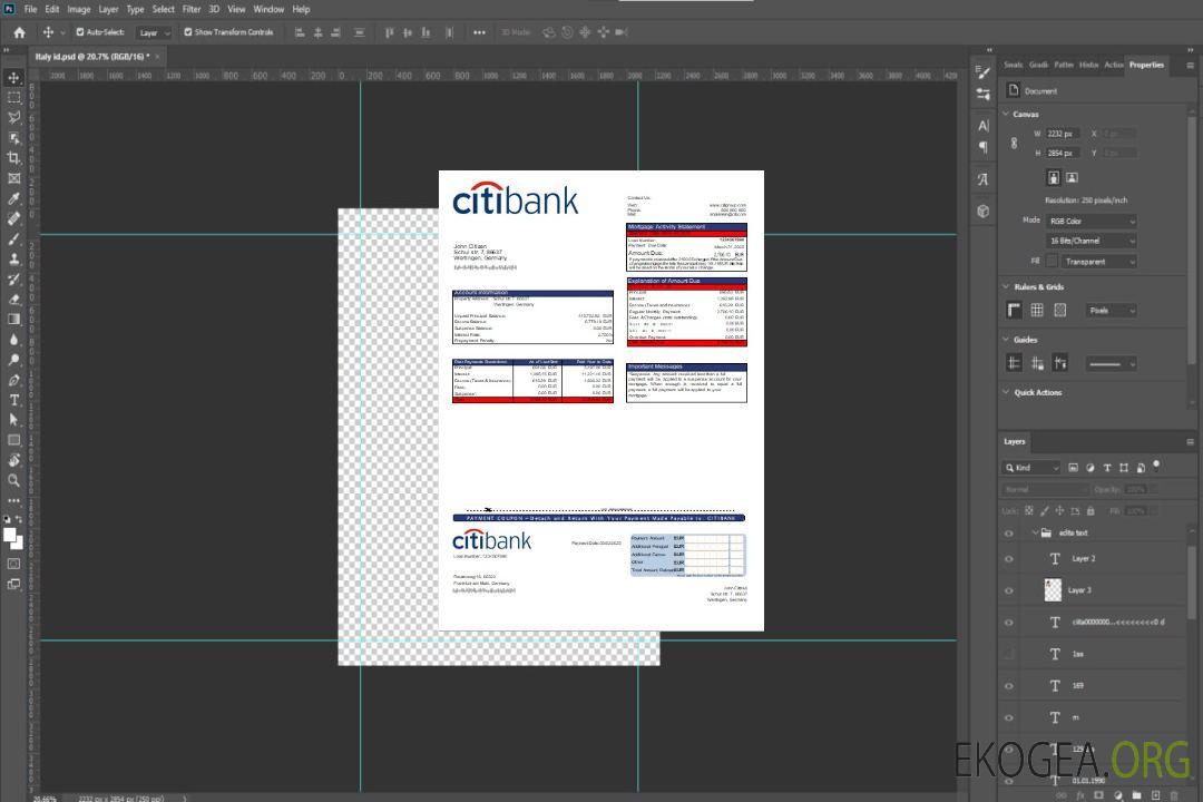 Allemagne Relevé hypothécaire de la banque Citibank scr template Allemagne Relevé hypothécaire de la banque Citibank scr template